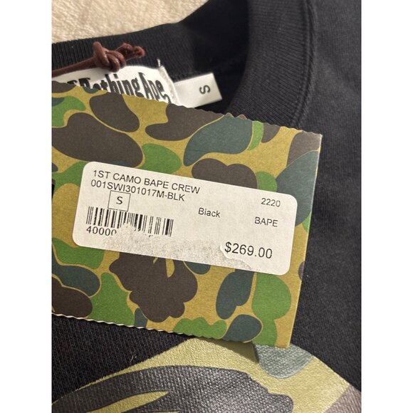 A Bathing Ape Camo Crewneck Sweatshirt Black Cotton Small - Picture 4 of 8
